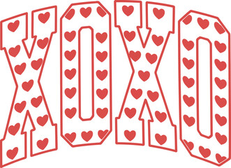 Stunning XOXO graphic with red hearts for Valentine's Day