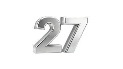 Silver Number 27 Isolated on White Background