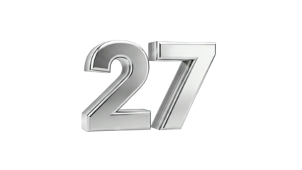 Silver Number 27 Isolated on White Background