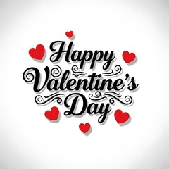 Happy valentines day greeting with red hearts on white background
