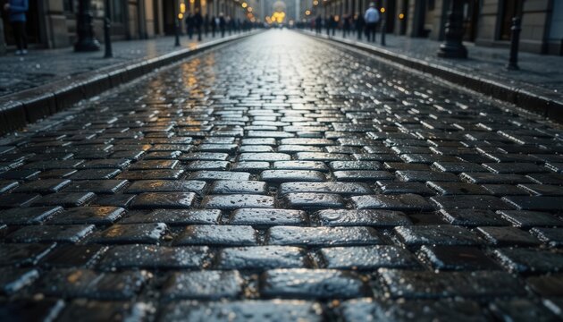 Old cobblestone street in the center of Prague, Czech Republic AI generated Old cobblestone street in the center of Prague, Czech - Powered by Adobe