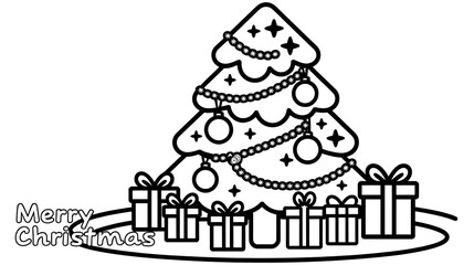 Fototapeta premium Cute Christmas Tree Illustration with Gifts