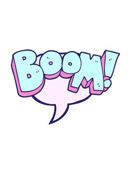 bob and pause animation of freehand drawn speech bubble cartoon boom