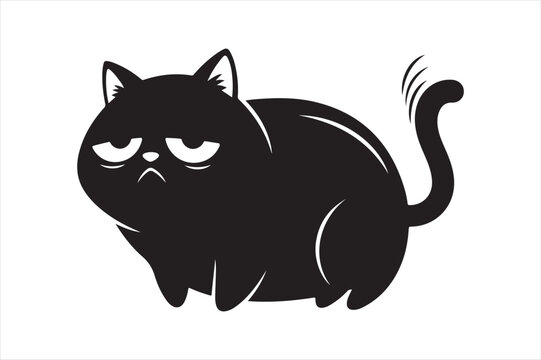 Grumpy black cat silhouette