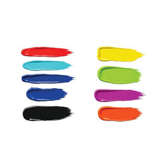 Vibrant colorful paint swatches in various hues on white background