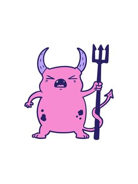 splitting motion animation of cartoon angry little devil