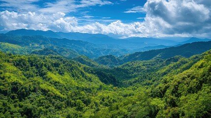 Naklejka premium Mountain range landscape under sunny sky