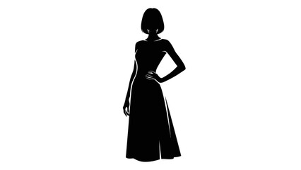 Elegant Silhouette of a Woman in a Full Length Dress.