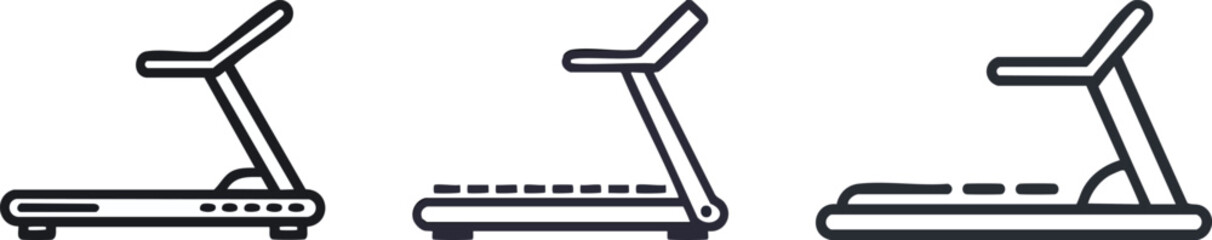Treadmill fitness icon with smooth curves bold black line art and clean geometric outline style