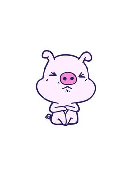 sales flash animation of cartoon angry pig sat waiting
