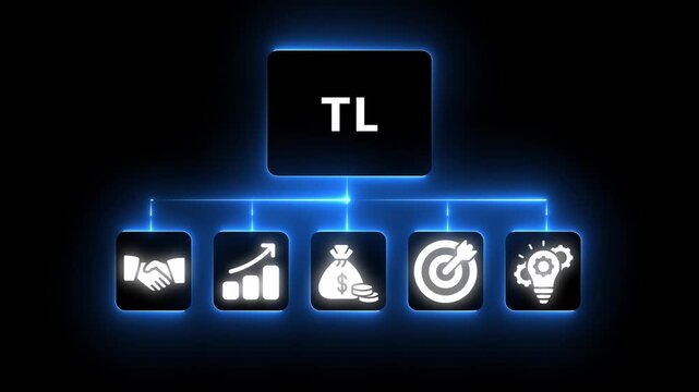 Team Lead TL Icons with Partnership Growth Money Target and Idea Symbols leadership management