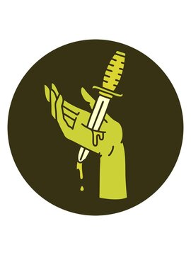 changing color animation of iconic tattoo style image of a dagger in the hand
