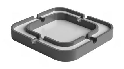 Gray metallic with square shape 3d rendering technology isolated on a transparent background