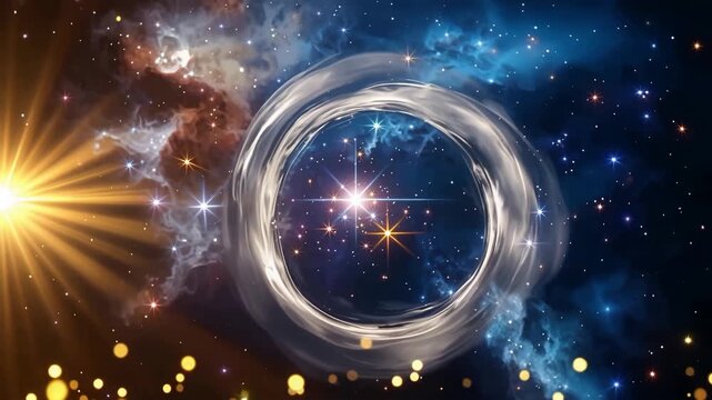 Cosmic Ring Portal in Deep Space with Star Burst.