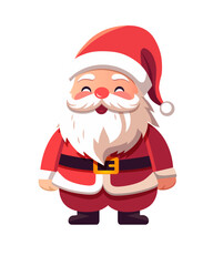 Obraz premium Joyful cartoon Santa Claus character with a big white beard, smiling with closed eyes.