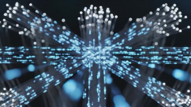 Fiber optic cables transmitting data through light