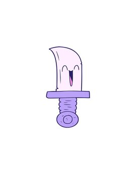 rise and float animation of cartoon knife