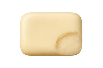 Bar of soap with a gentle concave indentation on its surface. Personal hygiene concept for daily washing and cleansing routines