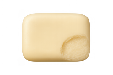 Bar of soap with a gentle concave indentation on its surface. Personal hygiene concept for daily washing and cleansing routines