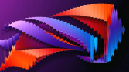 Vibrant abstract waves in purple, orange, and blue hues create dynamic motion