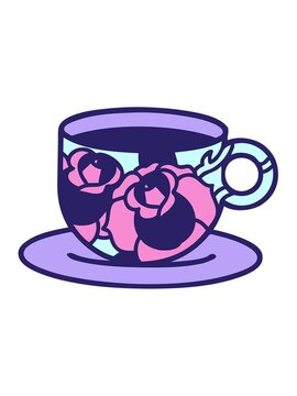 jiggle motion animation of tattoo in traditional style of a cup and flowers image