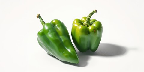 Fresh Cubanelle peppers placed on a white background suitable for food presentation or recipe layout