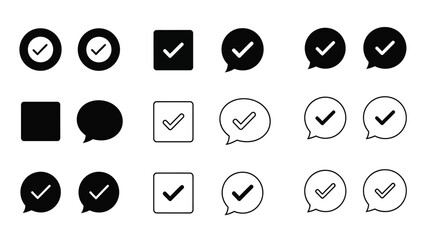 Checkmark icons in various filled and outlined shapes