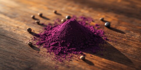 Dried superfood berry powder on wooden background highlighting organic ingredients and nutritional value, Nutrition Week