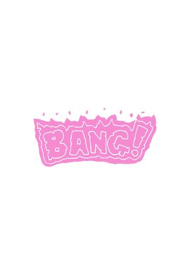 blinking radial lines animation of doodle word bang