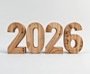 imagen de alta resoluci&oacute;n del a&ntilde;o '2026' en madera
