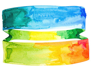 Colorful, abstract layered bands with watercolor effects