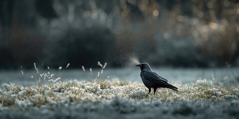 Qazvin winter landscape featuring a gray crow resting, highlighting urban bird adaptation, World Bird Day