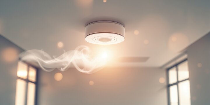 Operational smoke and fire detectors mounted for safety monitoring, focusing on system reliability and regular checks