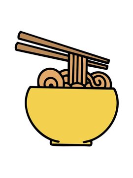 jiggle motion animation of large bowl of noodles with chopsticks