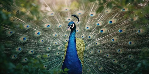 Peafowl, colorful native birds with iridescent feathers, used to highlight bird diversity in wildlife photography
