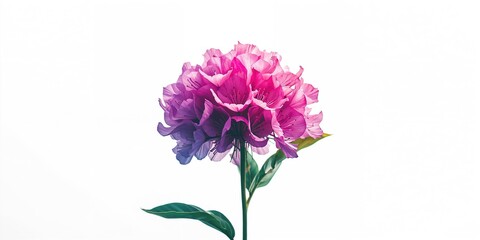 Fototapeta premium Macro shot of a pink and purple crepe-myrtle blossom on a white backdrop, suitable for botanical illustrations or floral layouts, floral illustration background