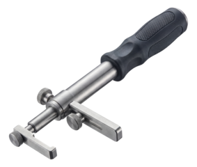 Telescopic strut spreader tool with a textured grip for easy use in workshops.