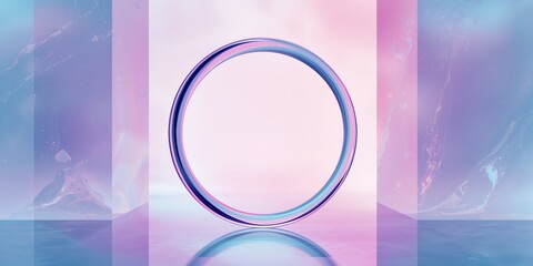 Contemporary banner template with a liquid glass effect and circular abstract elements for digital interface backgrounds