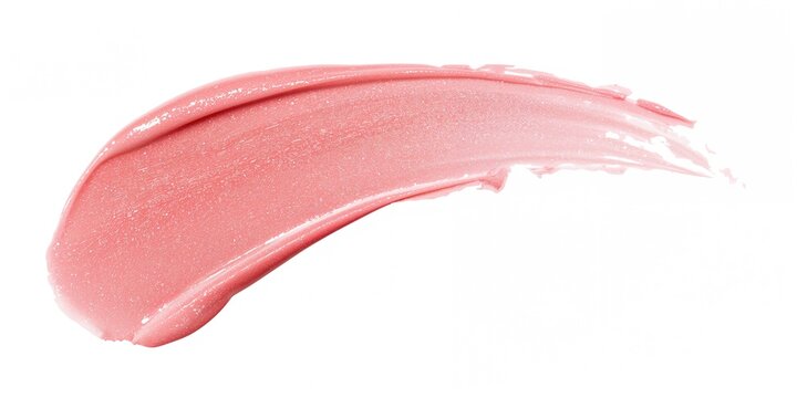 Pink lip gloss texture background with smudged cosmetic product for beauty application analysis