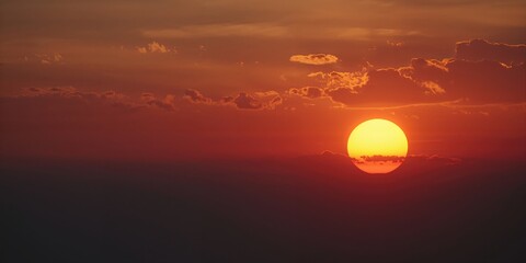 Evening sunset with vibrant colors and large dusk sky, ideal as background for layouts or text overlays