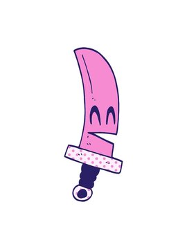pixelize effect animation of cartoon doodle happy magical sword