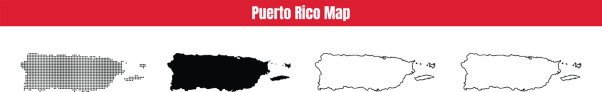 Puerto Rico Map Outline Vector Illustration for Design