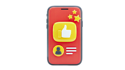 Smartphone with Like, Stars, and User Icon - Social Media Concept