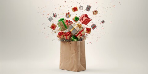 Multiple gift boxes inside a paper bag, used to showcase holiday packing techniques