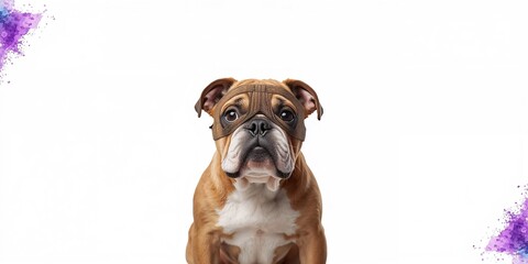 Fototapeta premium Close-up of an English bulldog's face highlighting wrinkles and expression for UI backdrop