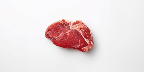 Fototapeta premium Uncooked porterhouse beef steak on a white background, top-down view raw meat texture, food safety inspection