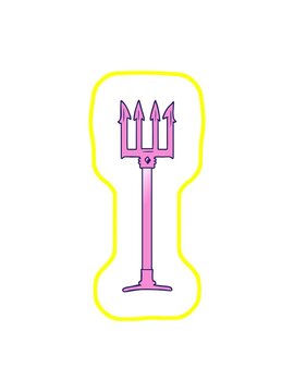 radioactive glowing animation of cartoon trident
