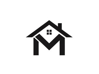 Fototapeta premium Stylized House Logo with Letter M and Window