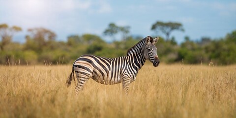 Obraz premium Zebra in its natural habitat wildlife conservation awareness