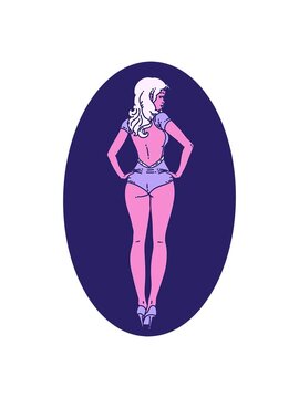 jiggle motion animation of tattoo pinup swimsuit girl